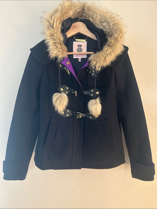 Juicy Couture Jackets & Blazers - Juicy Couture Fur Hooded Wool Jacket